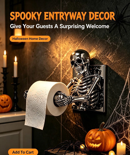 🦇🐞Vintage Skeleton Wall Tissue Holder Halloween Bathroom Decor🐺