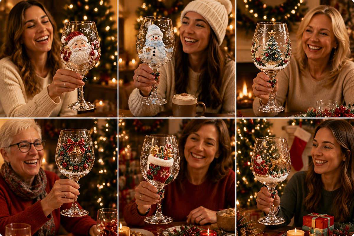 💥 Last Day 50% OFF – 🔥🎁Christmas Wine Glass Collection Gift Box Set✨