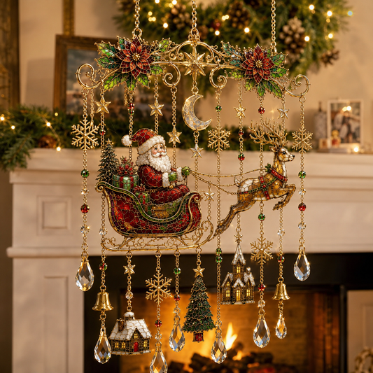 Cross-border New Products Christmas Wind Chime Christmas Painted Sunshine Catcher Wind Chime S