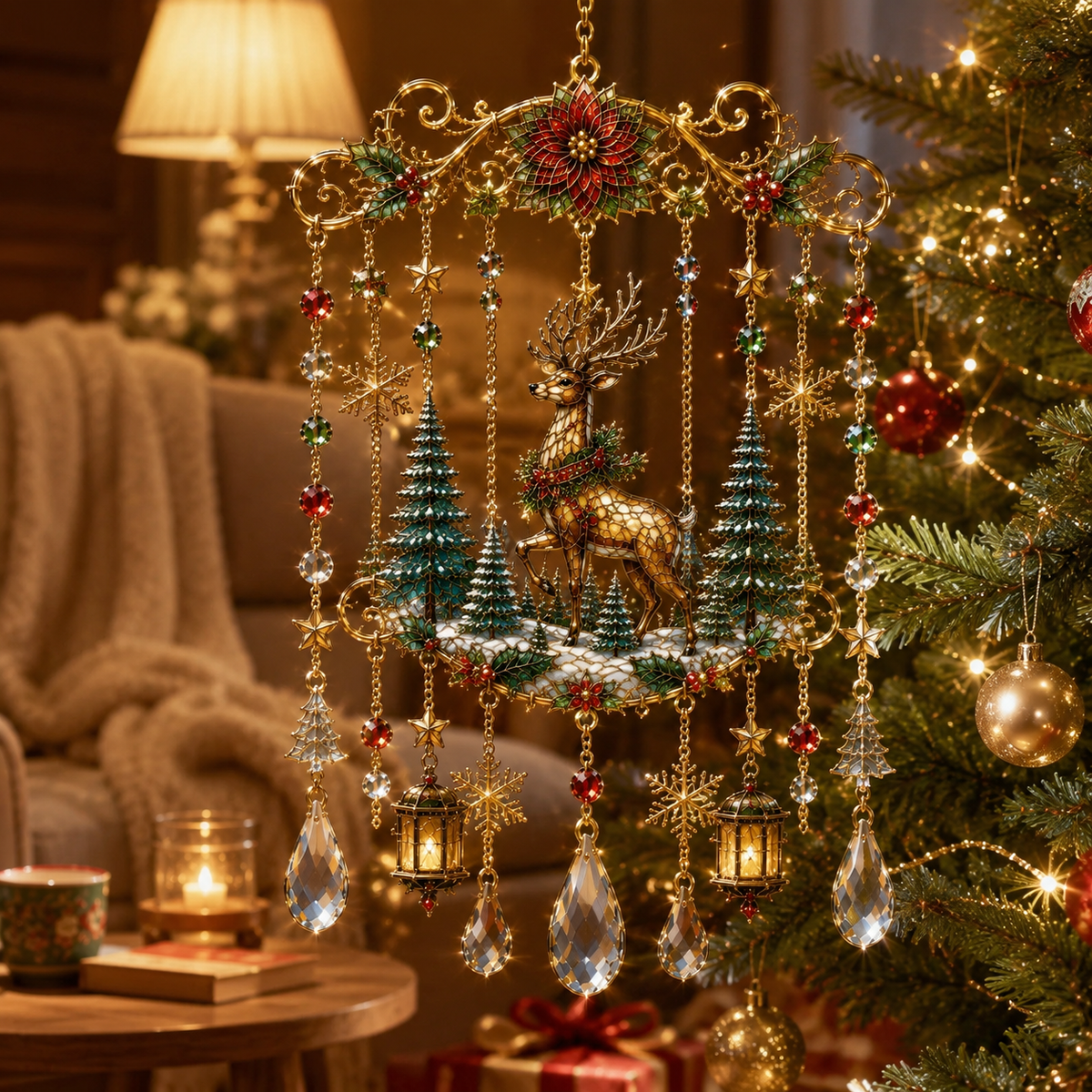 Cross-border New Products Christmas Wind Chime Christmas Painted Sunshine Catcher Wind Chime S