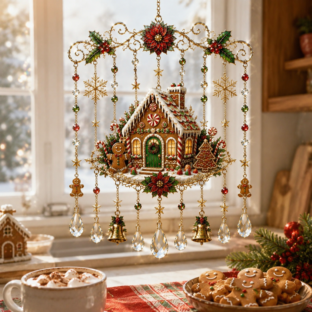 Cross-border New Products Christmas Wind Chime Christmas Painted Sunshine Catcher Wind Chime S