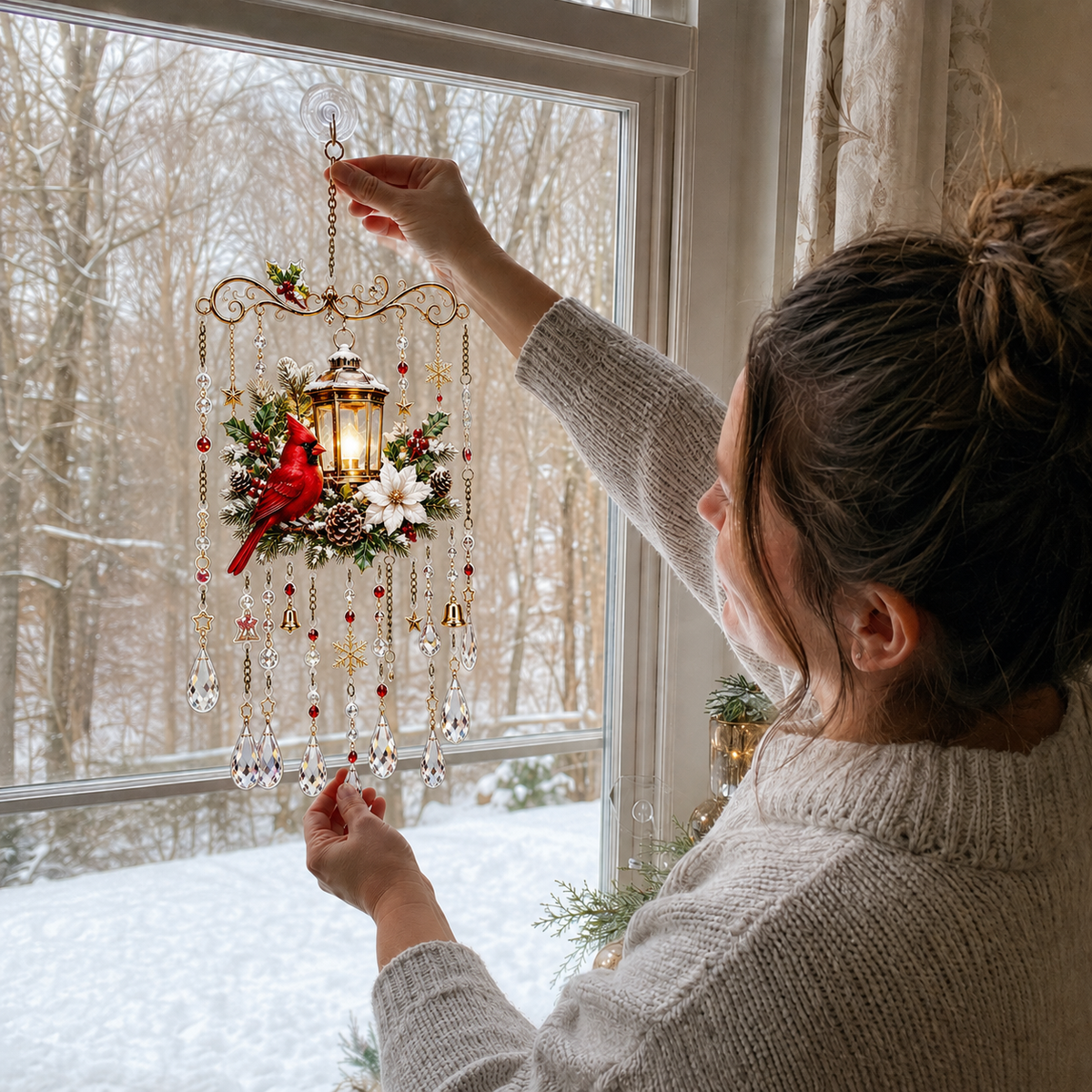 Cross-border New Products Christmas Wind Chime Christmas Painted Sunshine Catcher Wind Chime S