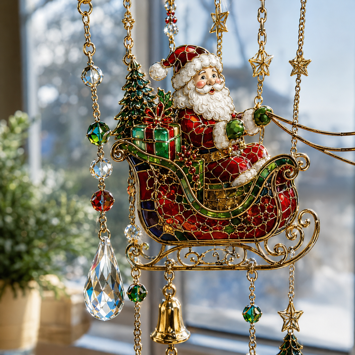 Cross-border New Products Christmas Wind Chime Christmas Painted Sunshine Catcher Wind Chime S