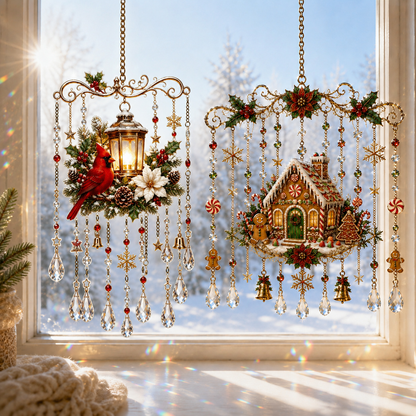 Cross-border New Products Christmas Wind Chime Christmas Painted Sunshine Catcher Wind Chime S