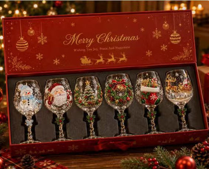 💥 Last Day 50% OFF – 🔥🎁Christmas Wine Glass Collection Gift Box Set✨
