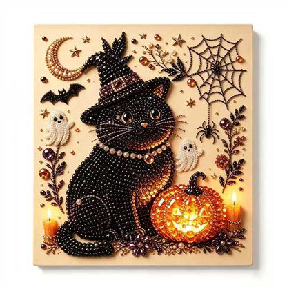 Halloween Skull Diamond Painting Kit, Pumpkin Ghost Full Drill Diamond Art, DIY Wall Decor Gift for Adults