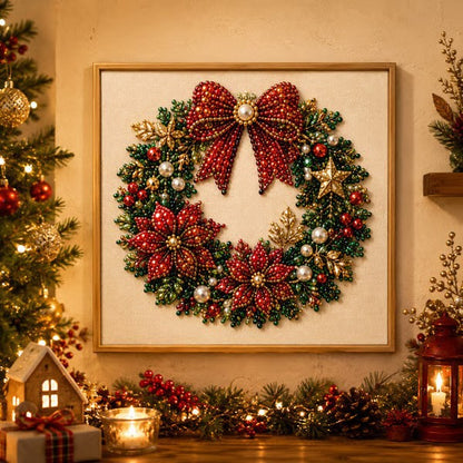 🎄✨DIY Christmas Pearl Drill Painting Kit – 5 festive designs, 3D raised beads & display frame included. A sparkling holiday masterpiece for your wall! 🖼️🎨
