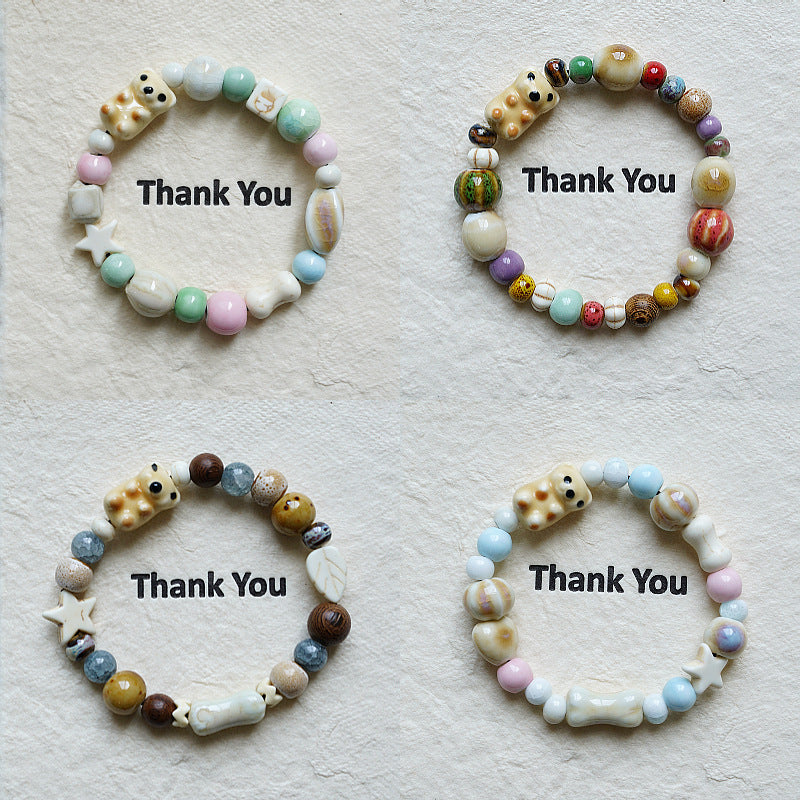 Cute Bear Bestseller Jingdezhen Ceramic Bracelet Versatile Cute Design Cartoon Sweet Bracelet