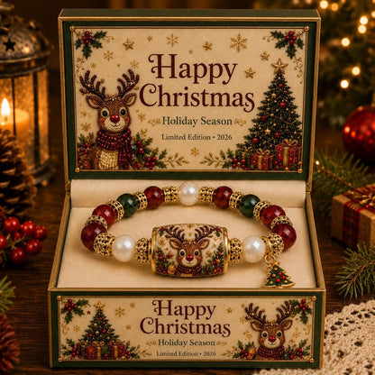 Santa claus bracelet crystal pearl santa claus round tube pine tree pendant bracelet christmas pine tree bracelet