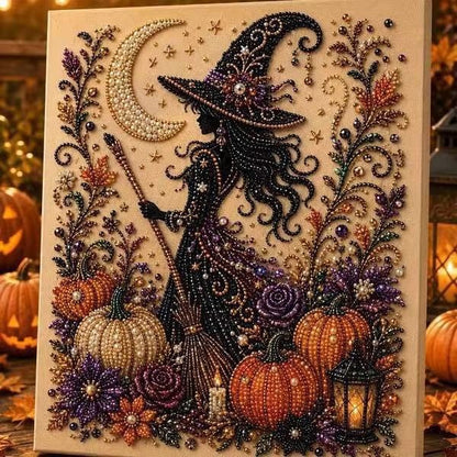 Halloween Skull Diamond Painting Kit, Pumpkin Ghost Full Drill Diamond Art, DIY Wall Decor Gift for Adults