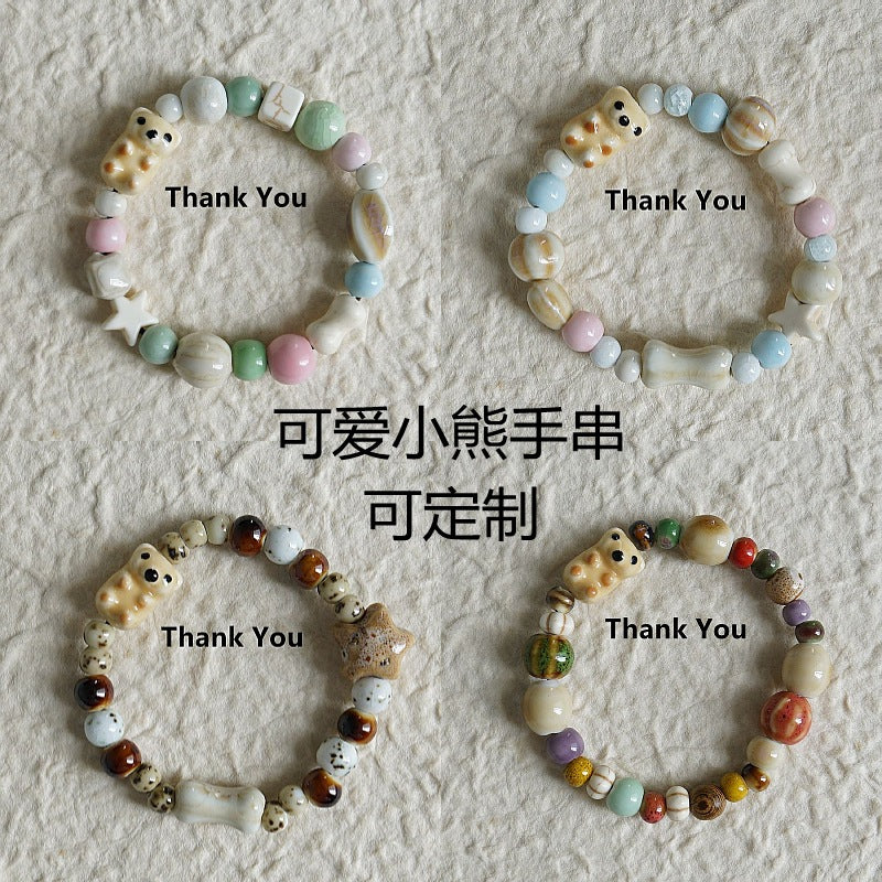 Cute Bear Bestseller Jingdezhen Ceramic Bracelet Versatile Cute Design Cartoon Sweet Bracelet