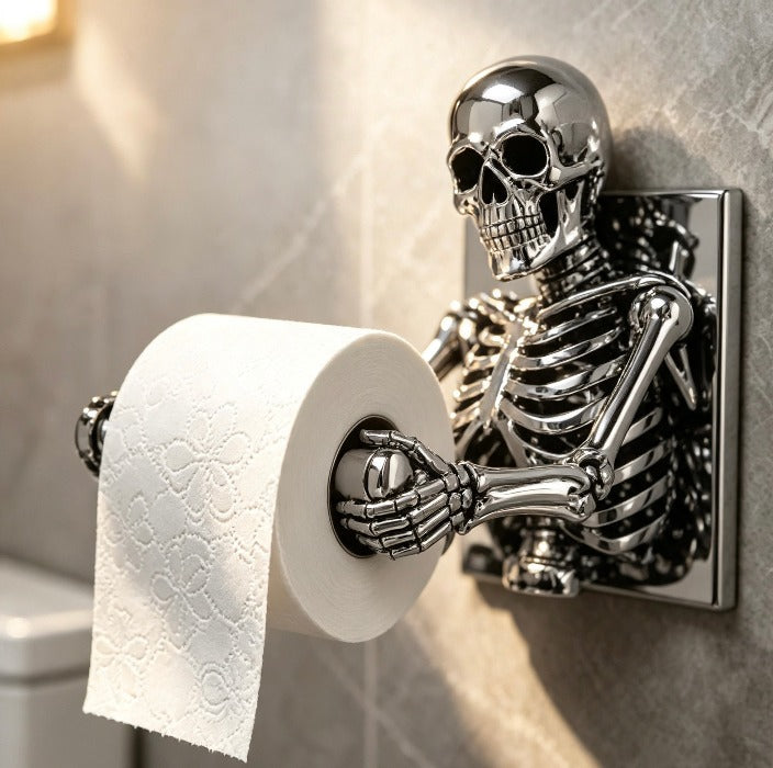 🦇🐞Vintage Skeleton Wall Tissue Holder Halloween Bathroom Decor🐺