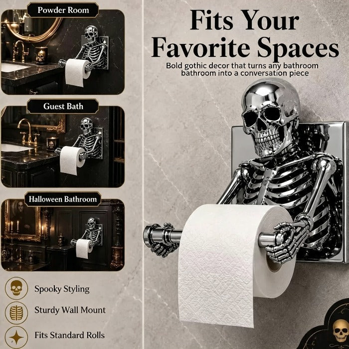 🦇🐞Vintage Skeleton Wall Tissue Holder Halloween Bathroom Decor🐺