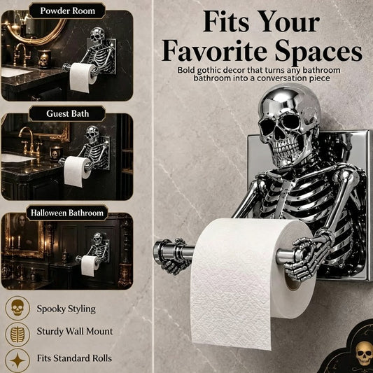 🦇🐞Vintage Skeleton Wall Tissue Holder Halloween Bathroom Decor🐺